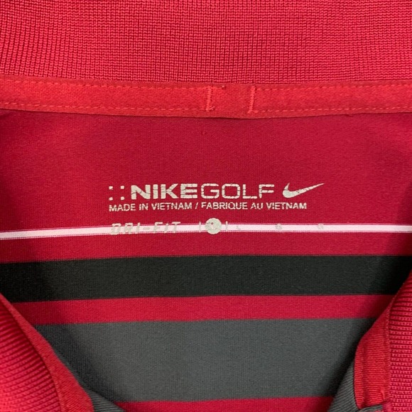 Nike Golf Shirt Mens L Large Wine Red Striped Stretch Performance Polo Whirlwind - Picture 6 of 12